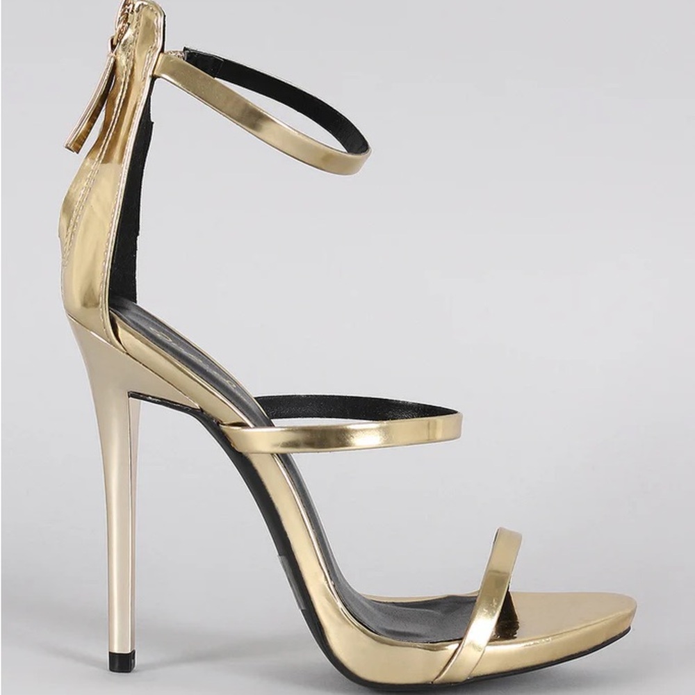 Qupid Gold Stiletto Heels